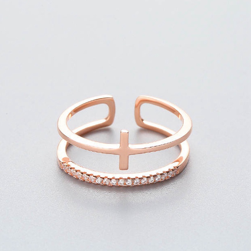 Cincin Sterling Silver 925 Model Double Cross Adjustable Untuk Wanita