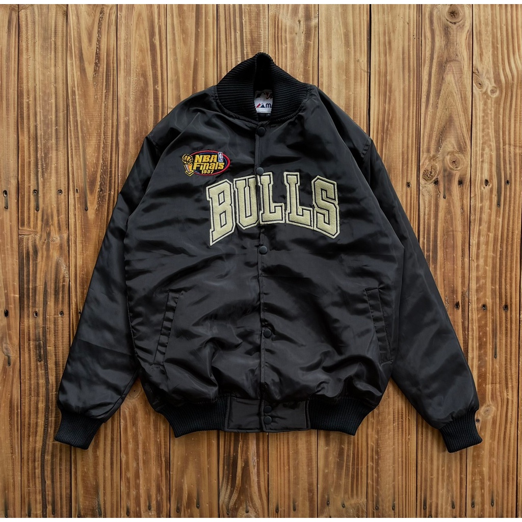 VARSITY JACKET BOMBER MAJESTIC NBA FINALS 1997 BLACK GORETEX UNISEX AUTHENTIC