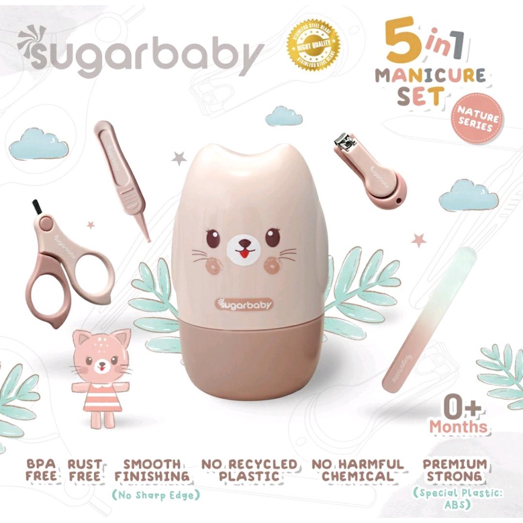 SUGAR BABY 5IN1 MANICURE SET NATURE SERIES / PERLENGKAPAN MANICURE BAYI 5IN1