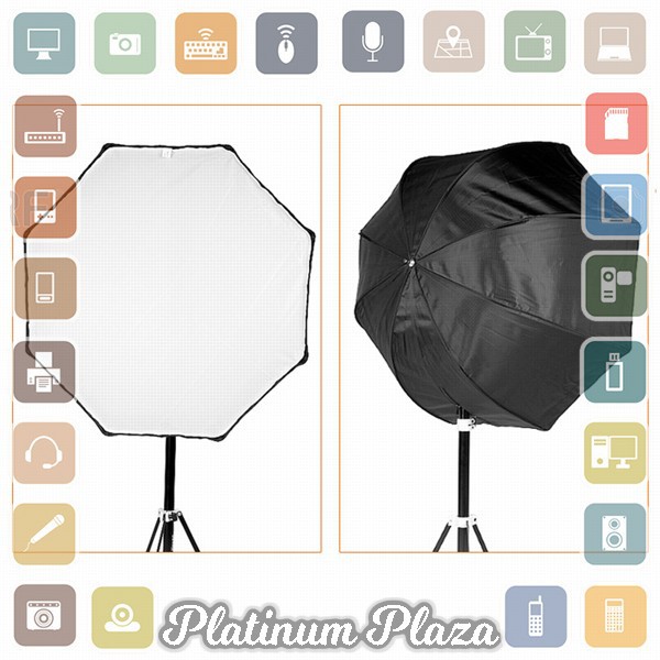 TaffSTUDIO Payung Octagon Softbox Reflektor 80CM untuk Flash Speedlight - LD-T`F7P64M-- Black/Silver