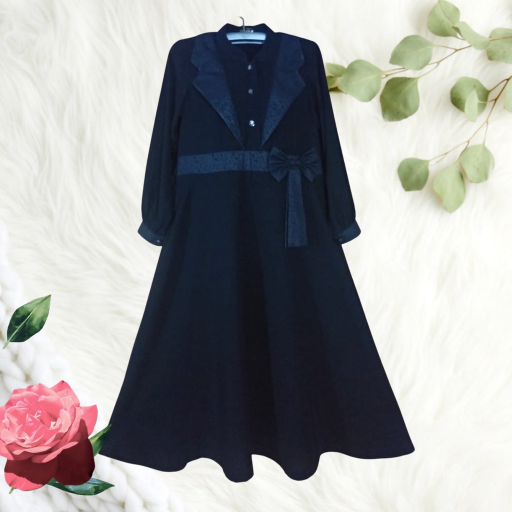 Jubah Akhwat Motif Kerah Kancing Tali Pinggang By Qonita Collection