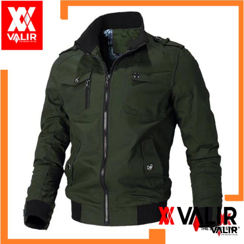 Valir Jaket Cowok modern  ruster Casual Multifungsi Hitam 600gr - 1pcs