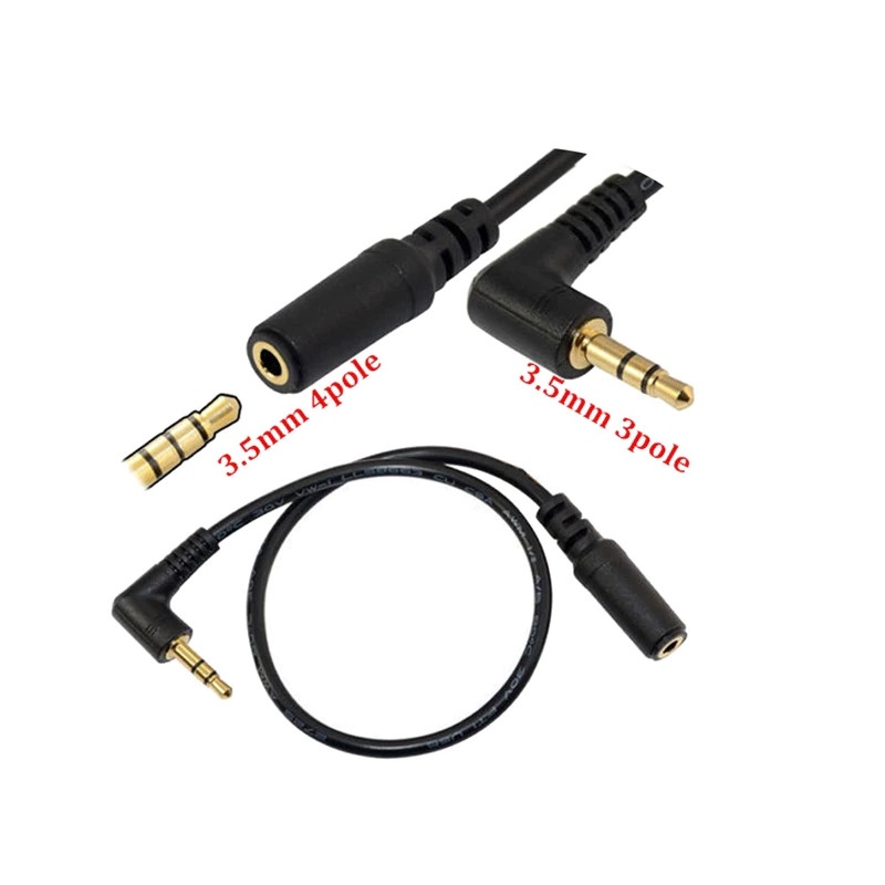 Kabel Audio AUX 3.5mm 4 Pole to 3 Pole Male to Female 16cm - AV119 - Black