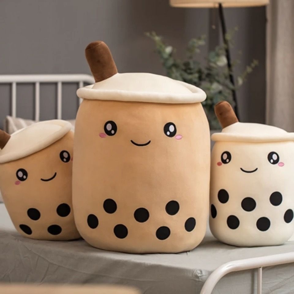 Boneka Boba Bubble Milk Tea Plush Cup bantal lucu buah minuman mewah boneka apel merah muda strawberry teh susu hadiah anak-anak/ pacar/ pasangan