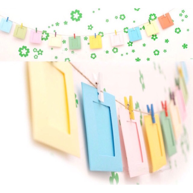 Bingkai foto gantung - Bingkai foto polaroid plus klip tali- KOREAN FRAME FOTO 2R - photo frame mini