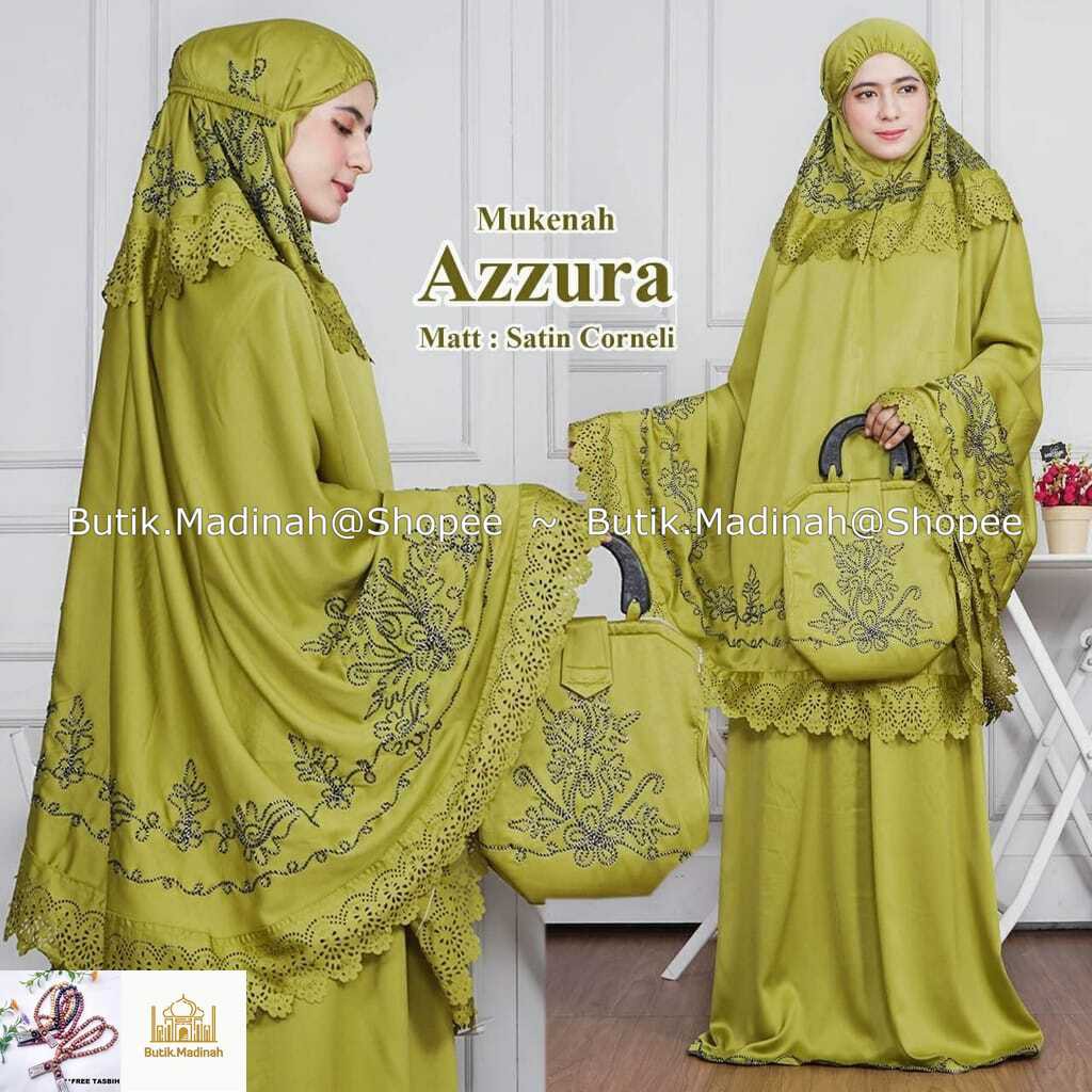 BUTIK.MADINAH MUKENA DEWASA AZZURA BORDIR 3D TIMBUL ROBERTO CORNELI SUTRA VELVET