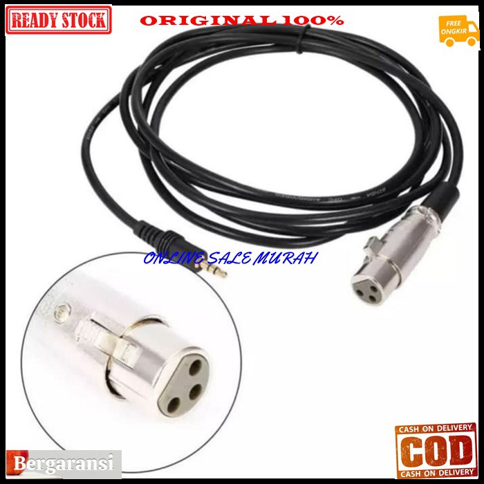 G419 Kabel mic jack 3.5 mm 2 meter stereo jek 3,5mm mik mini stereo mm panjang microphone mikrophone G419   Dari Mic Shotgun ke DSLR/SLR Panjang kabel 2 meter Plus Jack XLR Female To Jack Mini Stereo 3,5mm Dari mic shotgun ke DSLR/SLR Iklan Sesua