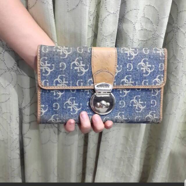 Dompet guess jeans wanita murah original 100% denim authentic woman wallet preloved fashion item