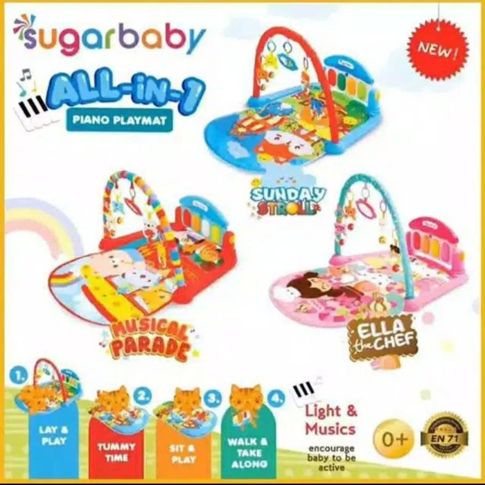 SUGARBABY Day &amp; Nite Piano Playmat Playgym Piano sugarbaby playgym playmat mainan musical Baby GYM PIANO PLAYMATE SUGARBABY PLAYMATE PLAYGYM PIANO SUGARBABY ALL IN 1 PIANO PLAYMAT PLAYMATE BAYI KARPET PIANO PLAYMATE MUSIK