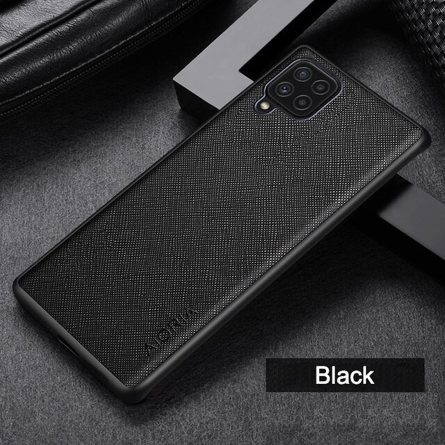 SAMSUNG M23 M33 M32 M52 M53 M22 COVER SOFTCASE CANVAS CROSS PATTERN SILICONE SOFT CASE - BLACK