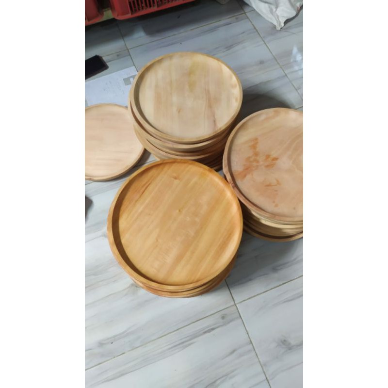 Piring Kayu /Piring Saji /Nampan Kayu Bulat D30 cm