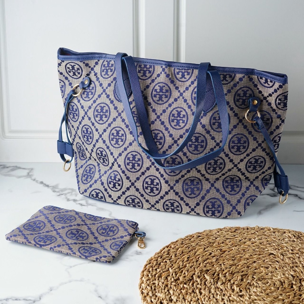 EL 5952 RISCE TAS TOTE 2IN1 WARNA BLUE GRAY IMPORT WANITA CEWEK PEREMPUAN JAKARTA BATAM