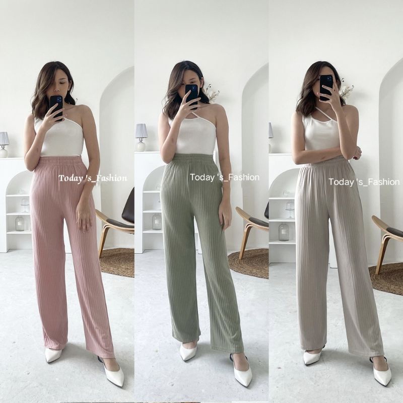 Celana Kulot Knit Berkualitas - Kinan Knit Pants - Long Cullote Meera Premium