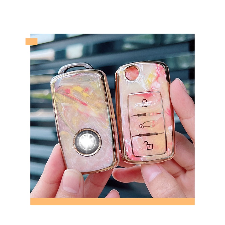 Case Pelindung Kunci Mobil Bahan TPU Motif Giok Untuk Volkswagen Polo Golf 6 5 4 Passat B6 B7 Beetle Skoda Octavia Tiguan Jetta