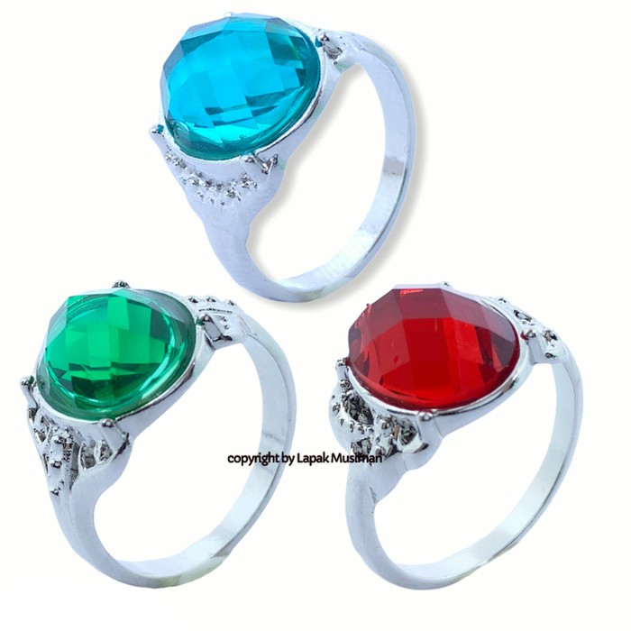 [Bayar di Tempat] Cincin Pria Cutting Ruby Emerald Topaz