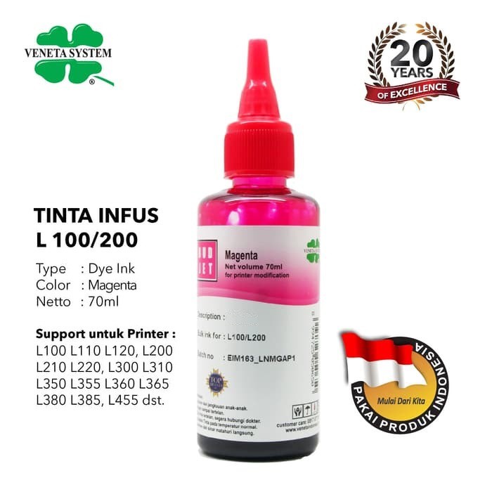 TINTA REFILL ISI ULANG BOTOL INFUS EPSON L100/L800 70ML