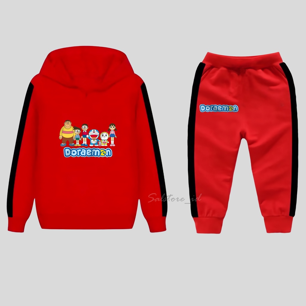SETELAN BAJU DORAEMON TRAINING OLAHRAGA ANAK TK SD BAHAN PREMIUM UNISEX