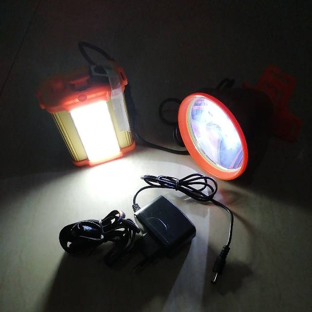 Senter Kepala H-49/ H-52 / 50 Watt + 30 Watt Head Lamp + Aki Power Bank,Nyala KUNING Atau Putih