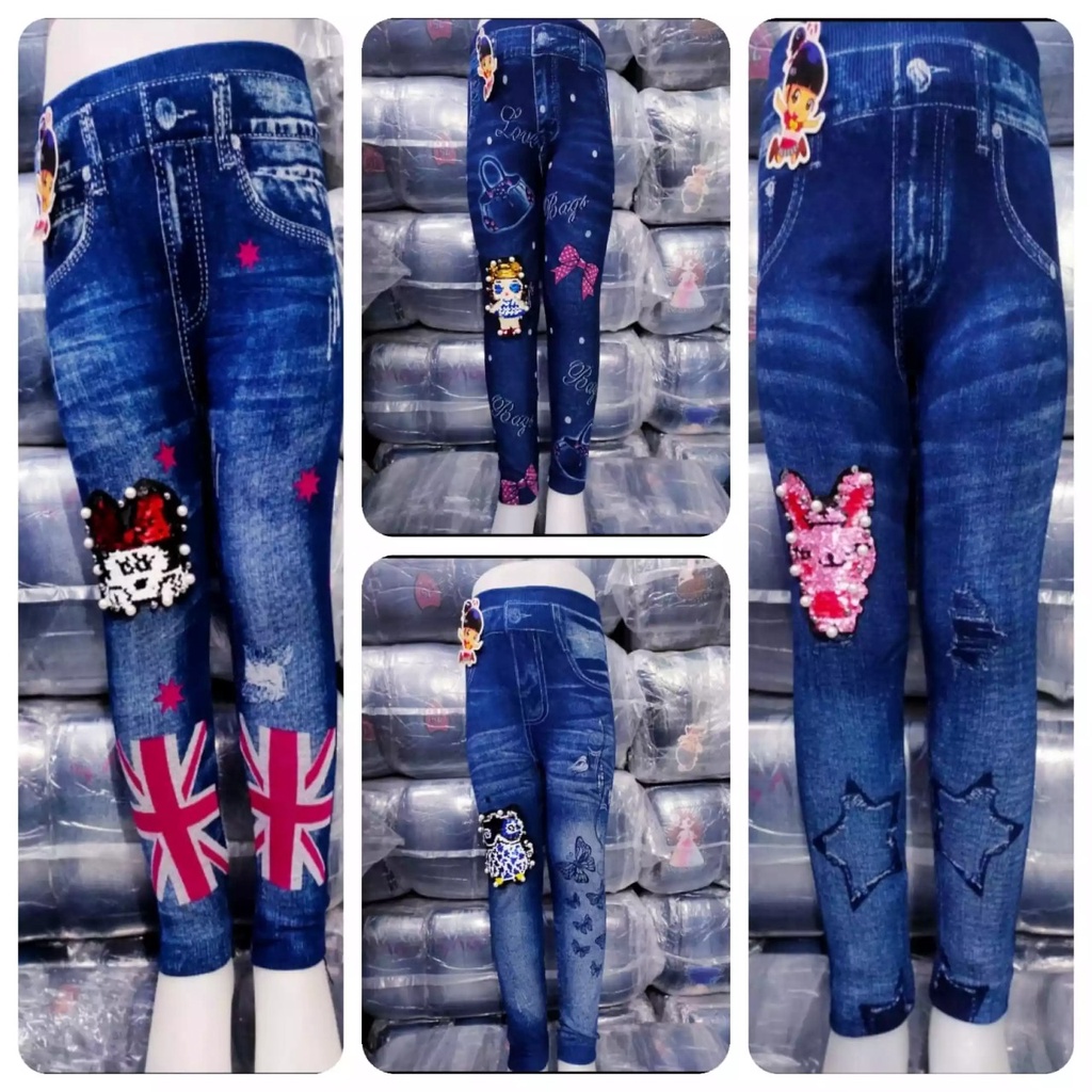 Legging Import Anak-anak Motif/ Legging Jeans/ Leging anak usia 5 sampai 10 tahun