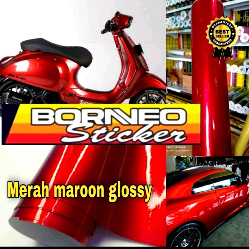 STIKER SKOTLET MERAH METALIK CANDY MERAH MAROON BODY MOTOR MOBIL