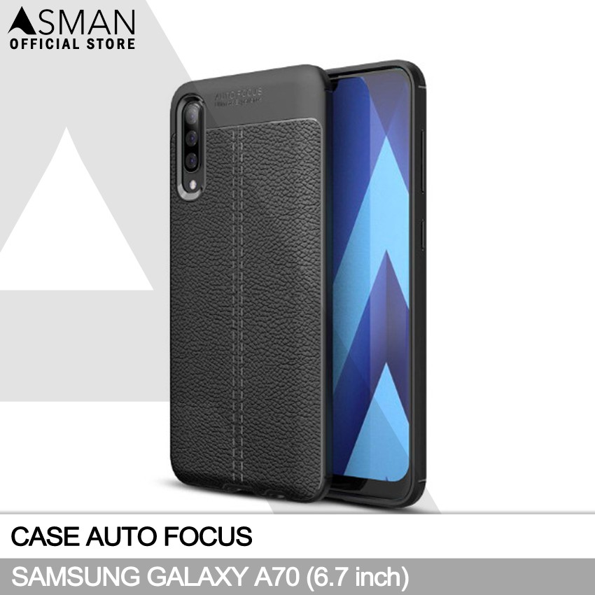 Auto Focus Samsung Galaxy A70 (6.7&quot;) | Soft Case Leather Premium - Hitam