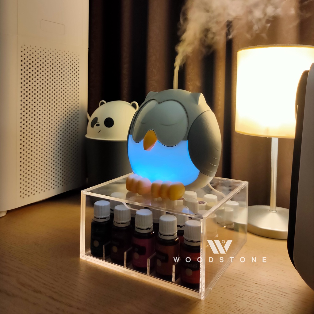 Rak Essential Oils Isi 25 Botol - Kotak Display YLEO - Laci Susun Akrilik Young Living Diffuser & Oi