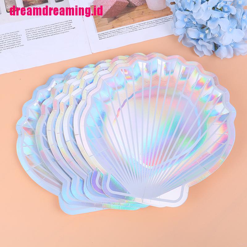 8pcs Piring Kertas Tema Mermaid Untuk Pesta Pernikahan