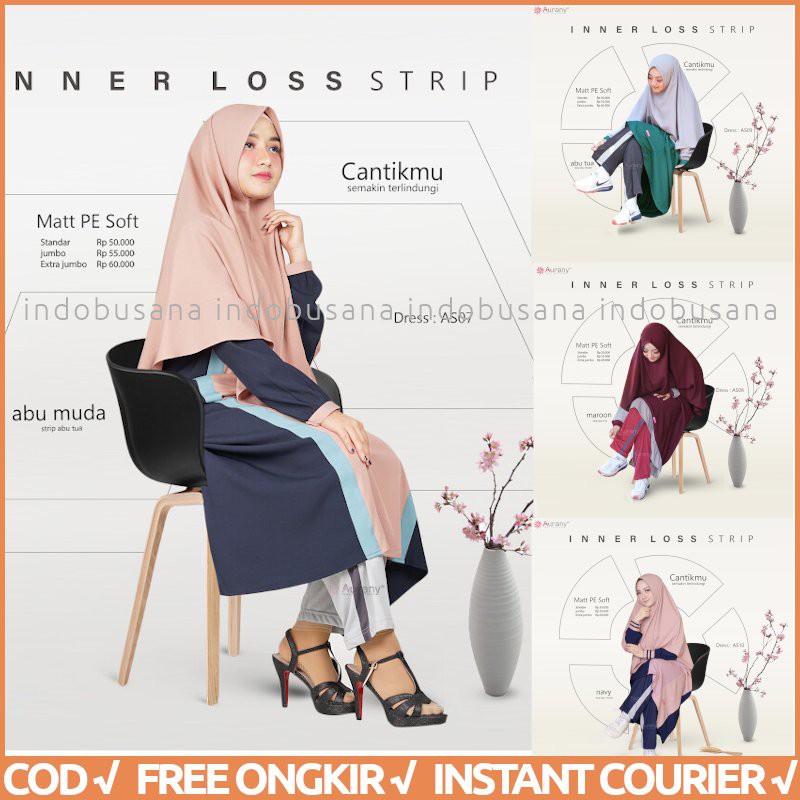  Celana  Inner Aurany Legging  Muslimah  LOSS STRIP Shopee 