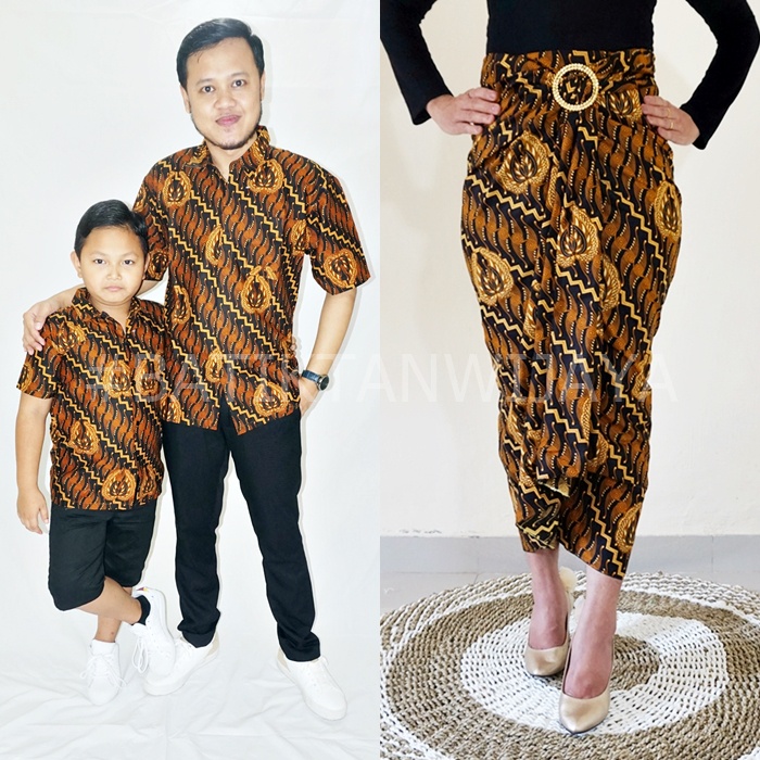 Rok Lilit dan Kemeja Batik Couple Motif Parang Garuda Jogja Ada Anak Laki 1-14 Tahun Batik Keluarga 