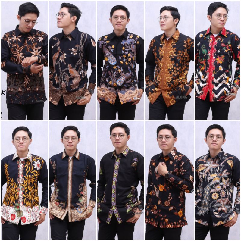 KEMEJA BATIK PURING BATIK PRIA LENGAN PANJANG WARNA HITAM MOTIF CIBULAN HITAM MANIS UNGGUL JAYA