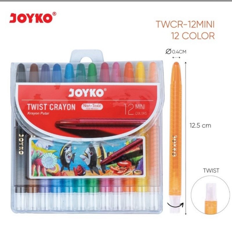 

Krayon Putar Joyko 12 Warna Mini / TWCR-12Mini Twist Crayon