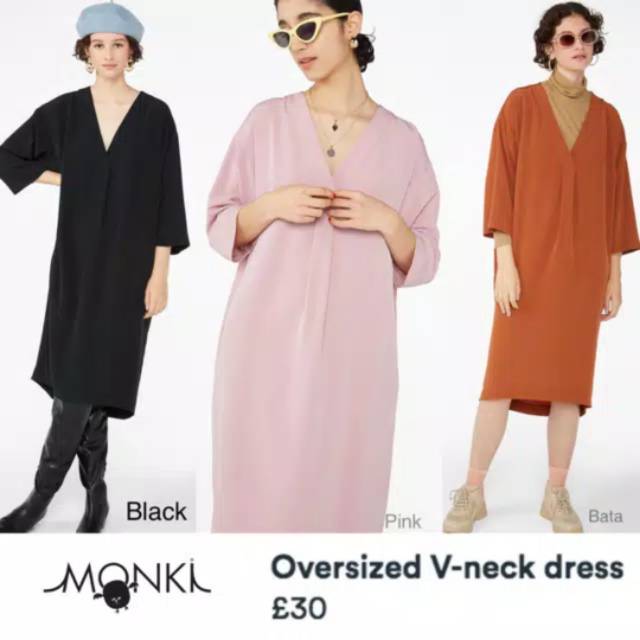 Monki oversize v neck dress, Navy