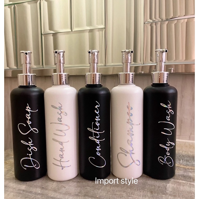 botol DOFF HITAM PUTIH 250ml HOLO silver LUXURY . aesthetic bottle minimalist refill organizer tempat sabun cair liquid pump estetik