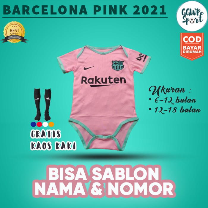 JUMPER BAYI BAJU BOLA BAYI LAKI LAKI BARCELONA 3RD PINK 2021 IMPORT TERBARU KUALITAS JAMINAN TERBAIK