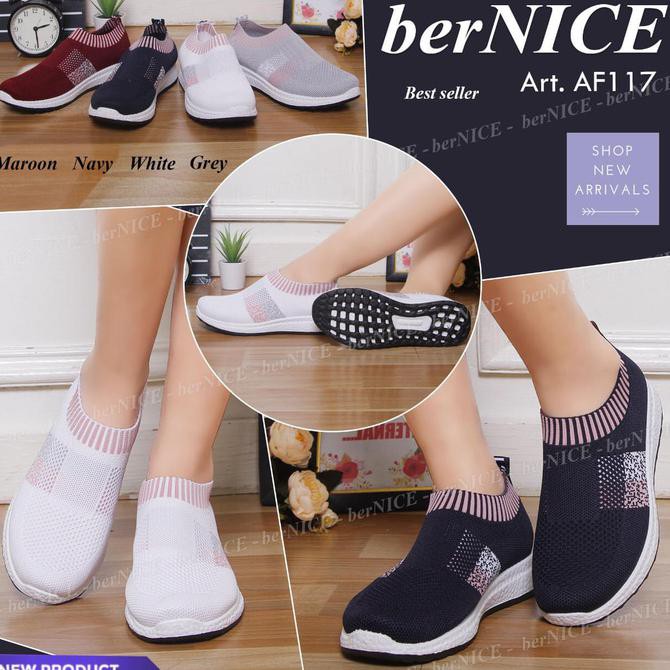 (Ready) Bernice Af117 Import Ori Sepatu Fashion Sport Flat Slip On  Asli