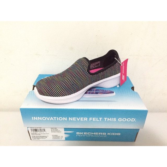 SALE Skechers Go Walk 4 Kids Black Multi Sepatu Sneakers Slip On Anak Wanita Original