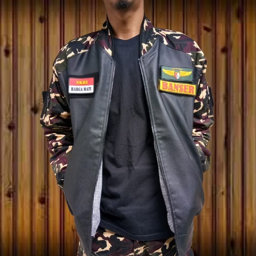 Eksklusif Jaket Army Bomber Banser Terbaru Semi Kulit Kombinasi Twill Dan Oscar Halus Anti Luntur Trendy Masa Kini