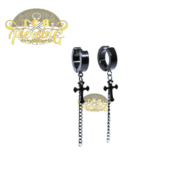 BEST PRODUK Anting Titanium BLACK / Anting Tindik dan jepit / Anting Pria Wanita/ anting bts hitam