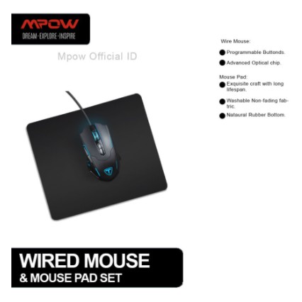 Mpow Pictek Gaming Mouse with Mouse Pad, Programmable