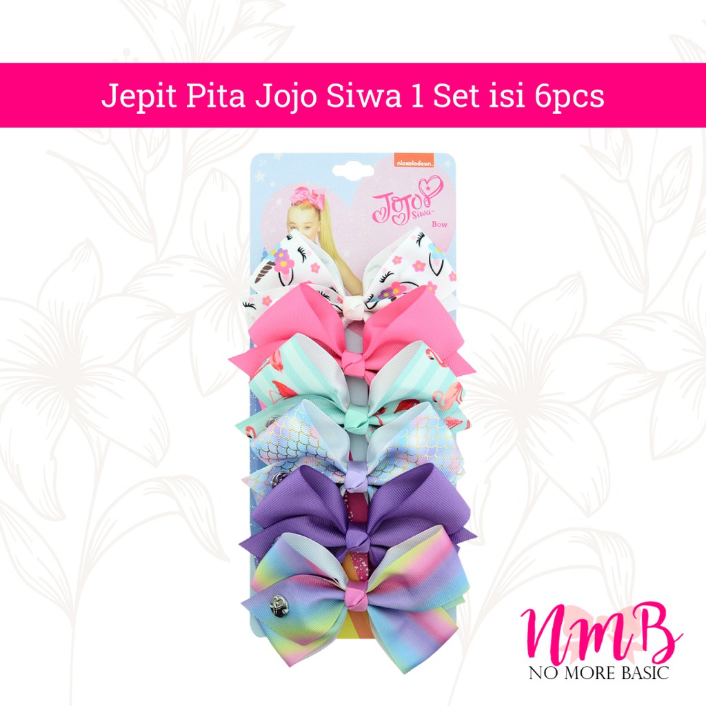 Jepitan Rambut Anak Perempuan Korea Jepit Pita Jojo Siwa 1 Set isi 6pcs Jepit Rambut Anak Motif Lucu