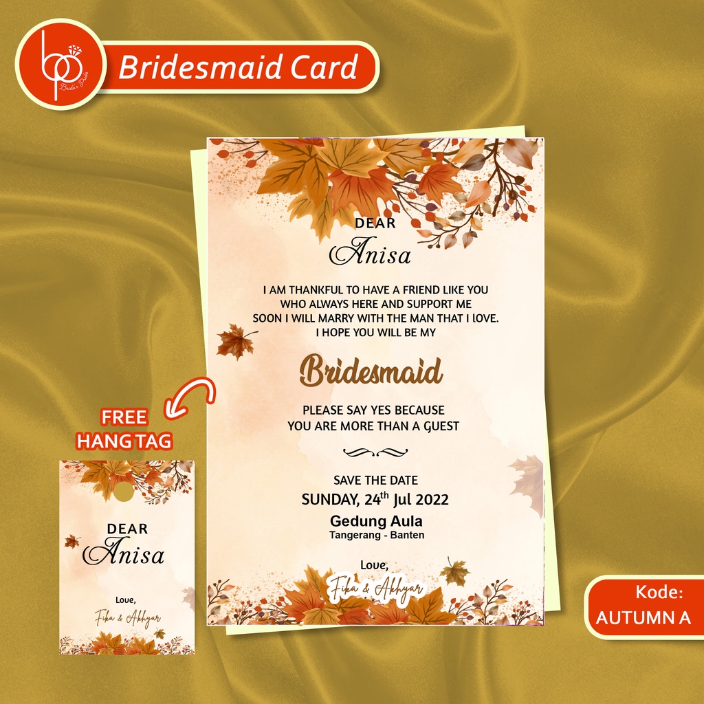 Bridespride.id | Kartu Undangan Bridesmaid, Groomsman, Bestman, Brides maid Card Aesthethic, GRATIS 