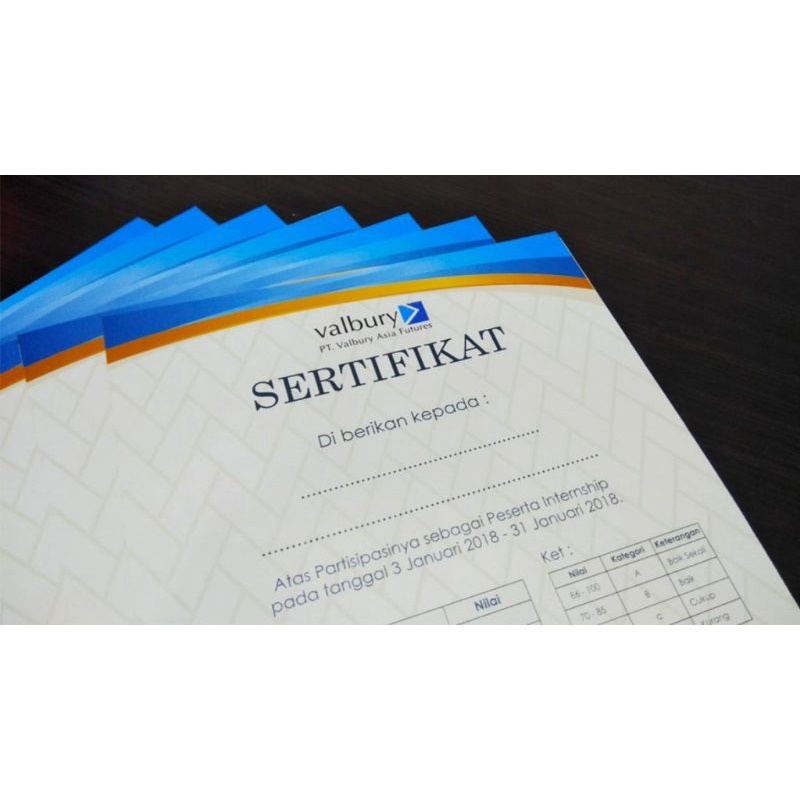 SERTIFIKAT KERTAS HVS A4 | SERTIFIKAT BISA CUSTOM TULISAN | SERTIFIKAT MURAH BAHAN KERTAS HVS UKURAN