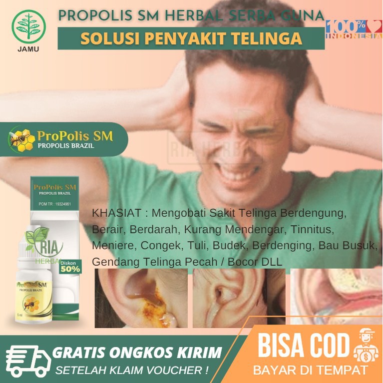 Obat Tetes Telinga Tersumbat Kotoran Keras/Lunak,Obat Telinga Tersumbat Kotoran Sakit - Propolis SM