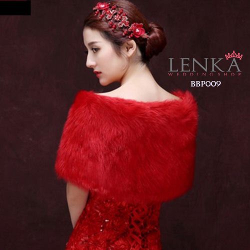 [PRODUK FAVORIT] AKSESORIS PESTA WEDDING BOLERO BULU BLUDRU MERAH BBP009