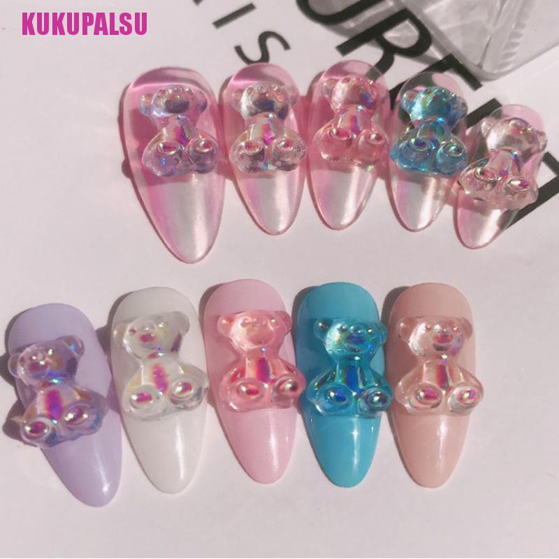 (Full) 6pcs Hiasan Kuku 3d Bentuk Beruang 3 Ukuran Untuk Nail Art