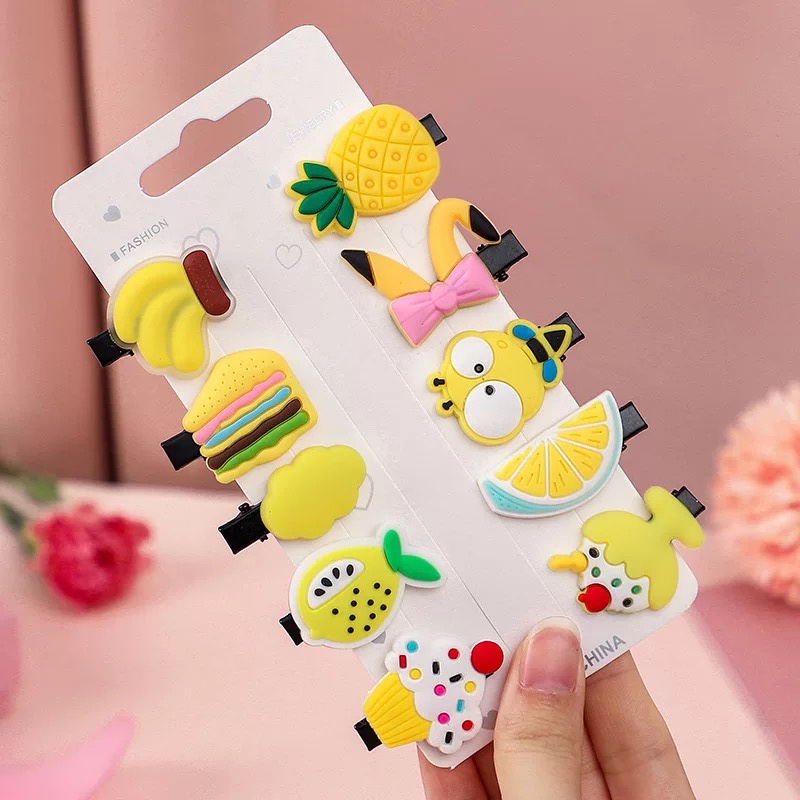 10PCS JEPIT RAMBUT ANAK / JEPITAN RAMBUT ANAK MOTIF KARAKTER KARTUN-JPT - SERI KUNING