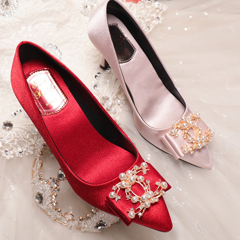 Wedding Shoe Female Xiuhe Shoes Wedding Shoe Red High Heeled