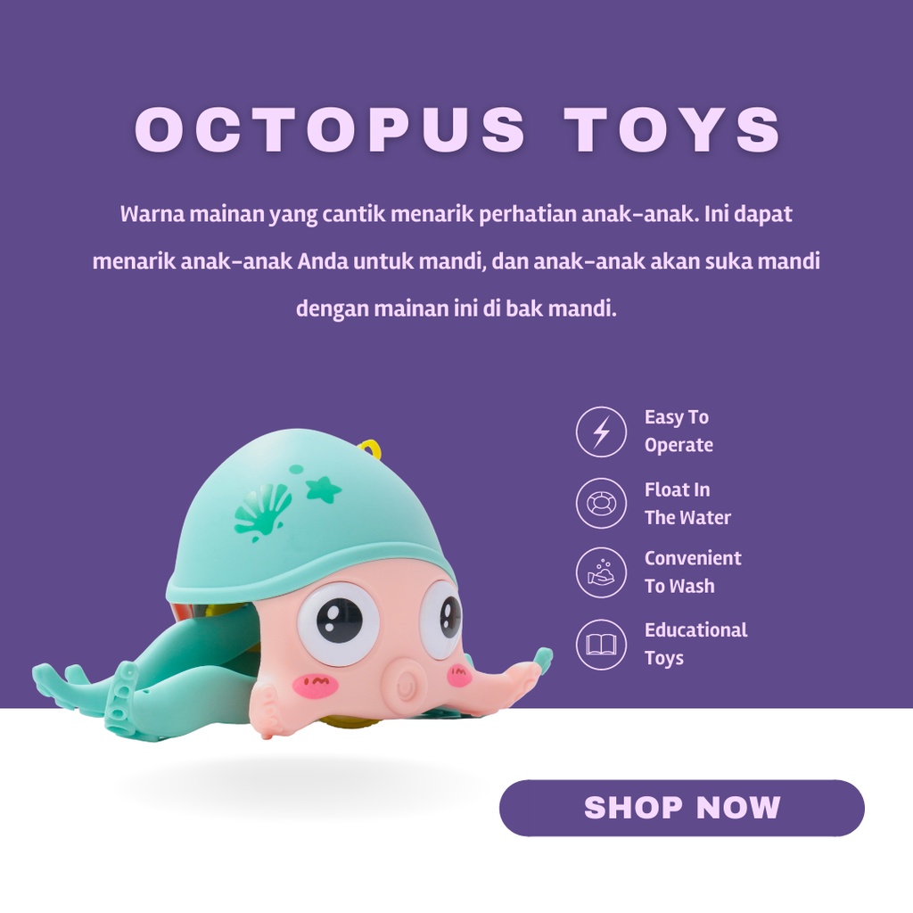 ITSOK Mainan Gurita Octopus / Kepiting Crab Bath Toys Beach Walking Toy Clockwork Toy