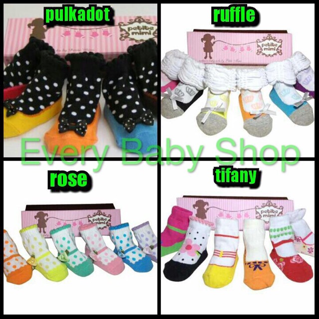 Kaos Kaki Petite Mimi untuk Bayi / Anak - Baby Girl / Cewek + BOX - Socks model Sepatu Lucu NEW!