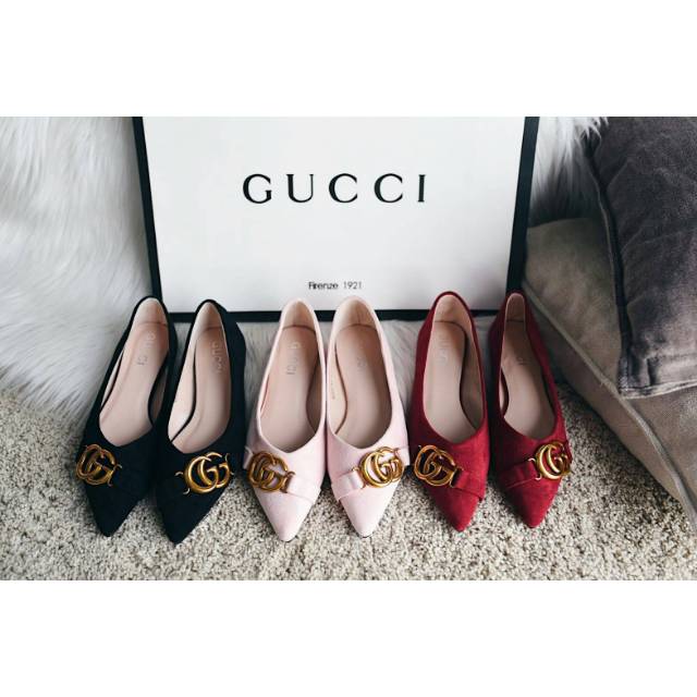 Gucci GG Marmont Ballet Pump in Velvet